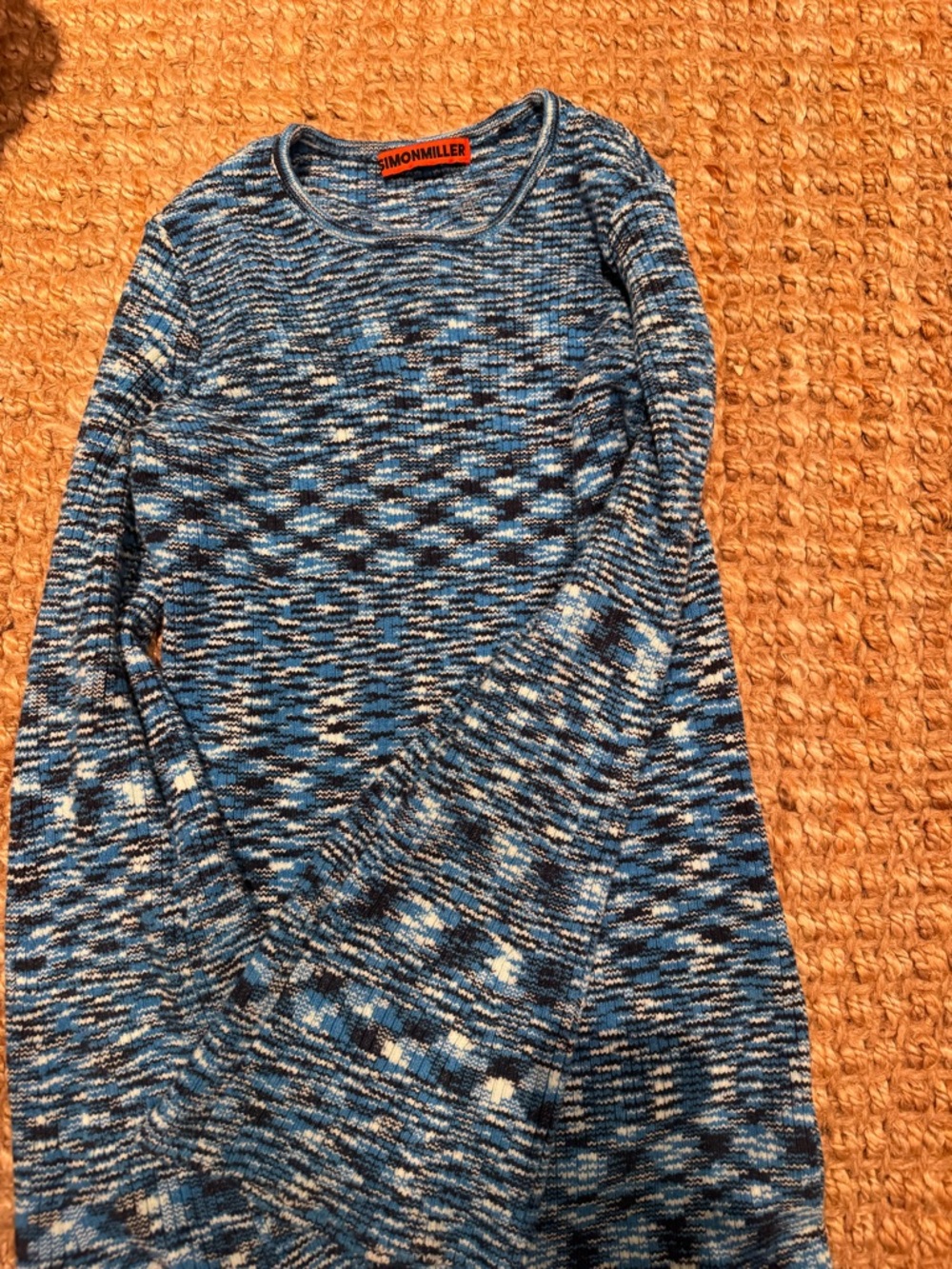 Simon miller Blue Knit Long-Sleeve Midi Dress w bell sleeves - Picture 3 of 5